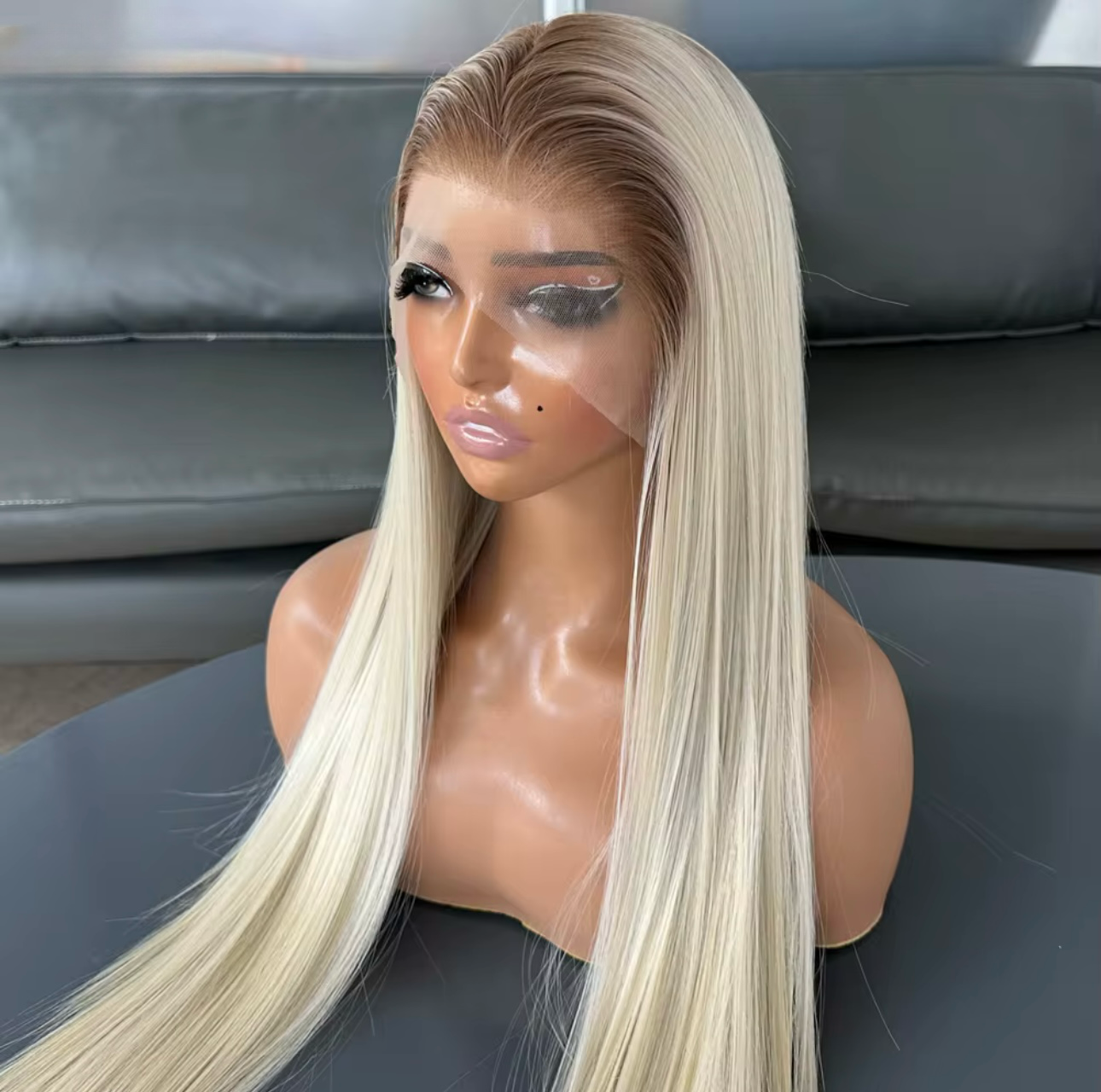 Perruque Synthétique, Haute Qualité, Blond, Lace Frontal, 13x4